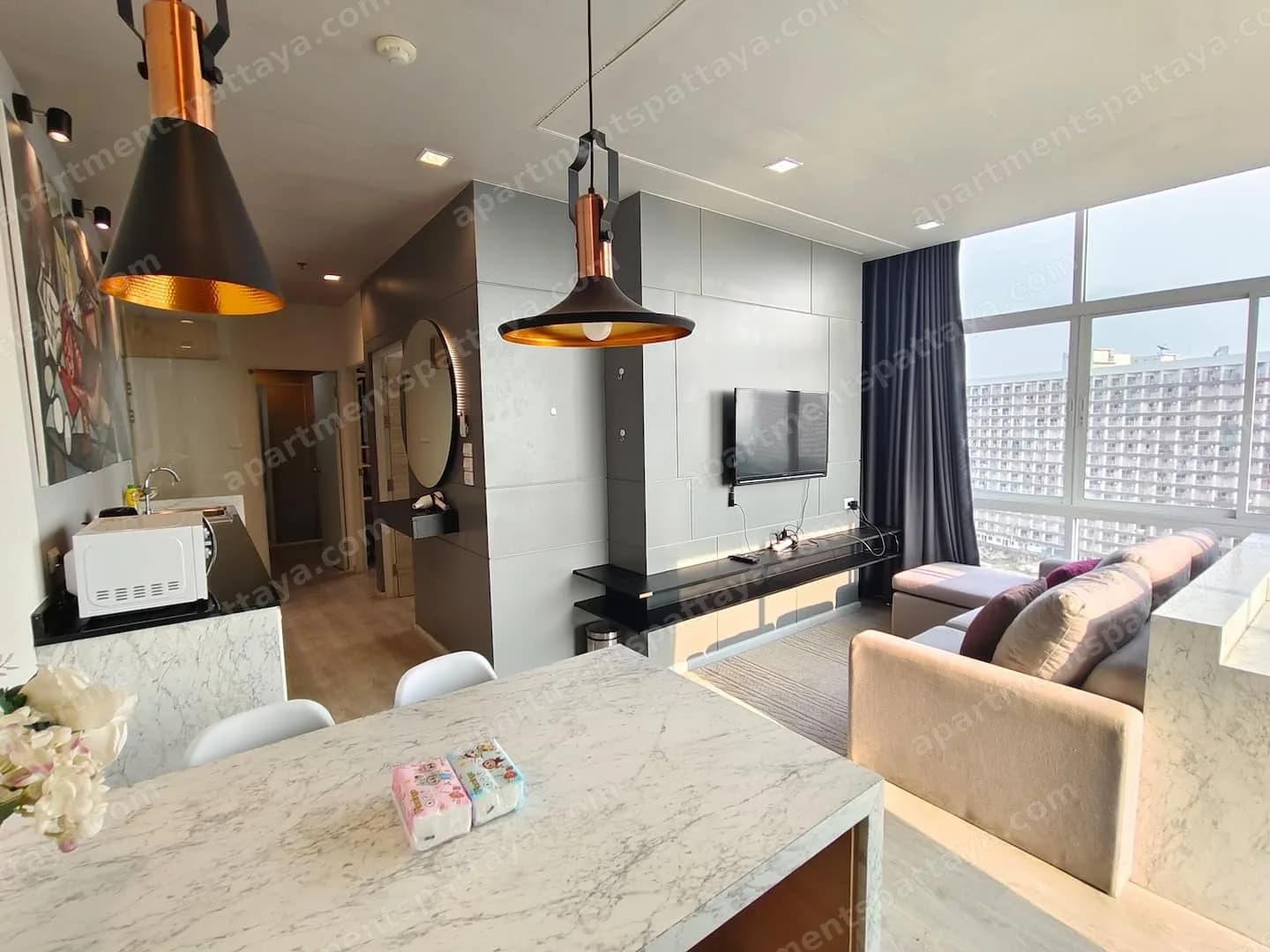 Панорамная 2-bedroom квартира у пляжа Джомтьен